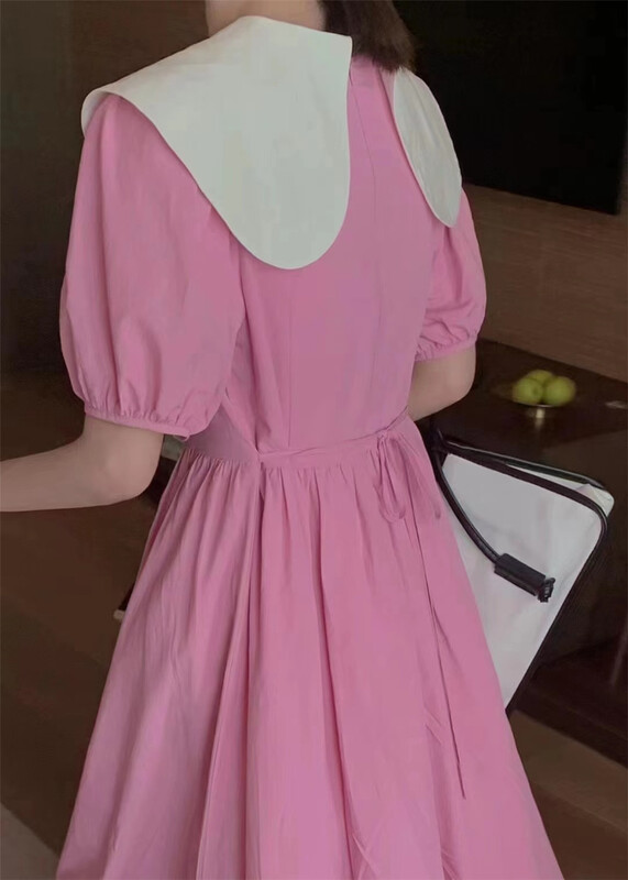 【YUNSHENG】娃娃領淑女拼色連衣裙  6716#  L