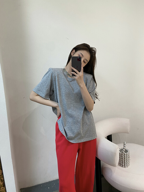 New in early summer! [modern 197] simple and versatile solid short sleeve T-shirt 1691# zyh