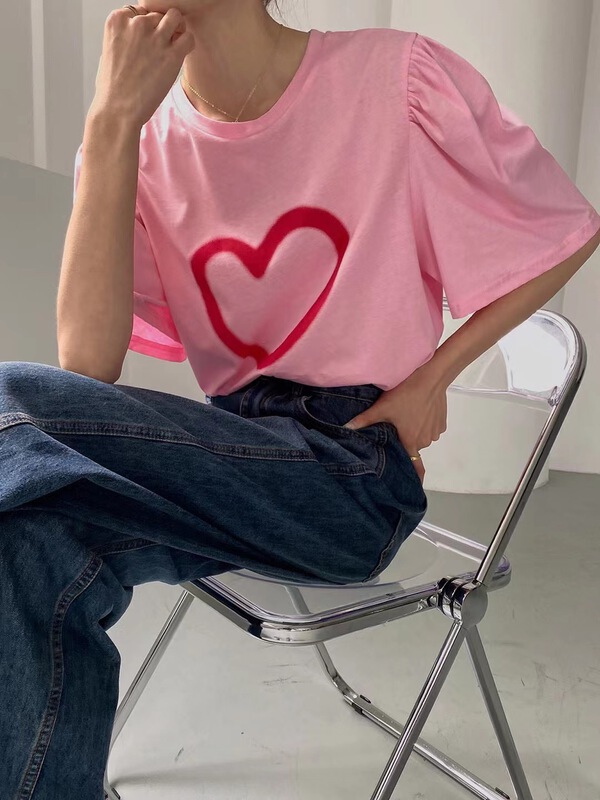 New year in early spring! [zicci] Korean love printed short sleeve T-shirt 106507# lwy