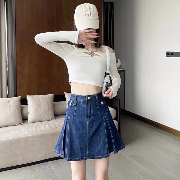 [yuan. Shang] high waist A-shaped dress with short skirt and anti light skirt pants 7053# JJ