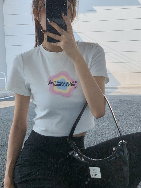 New year in early spring! [Yang lotus] salt sweet girl Flower Printed short sleeve T-shirt s12120105# jhy