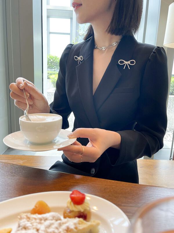 [BL Bertie Leah] Lapel style suit dress (with Brooch) 22099# lyx