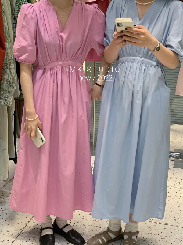 [MK] Korean style waist closing slim dress 3137# hjy