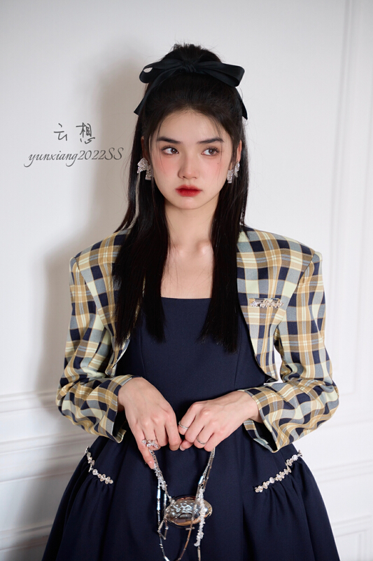 New year in early spring! [in style & MC] Nail Drill Plaid cardigan suit 322# jhy