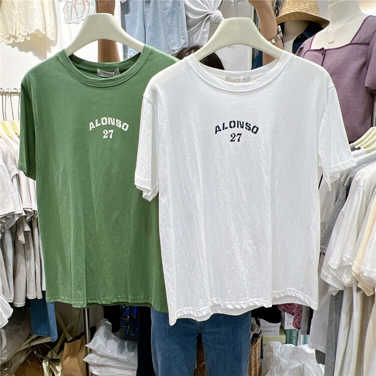 New in early summer! [malt] alphabet print versatile short sleeve T-shirt ys1-003# XYJ