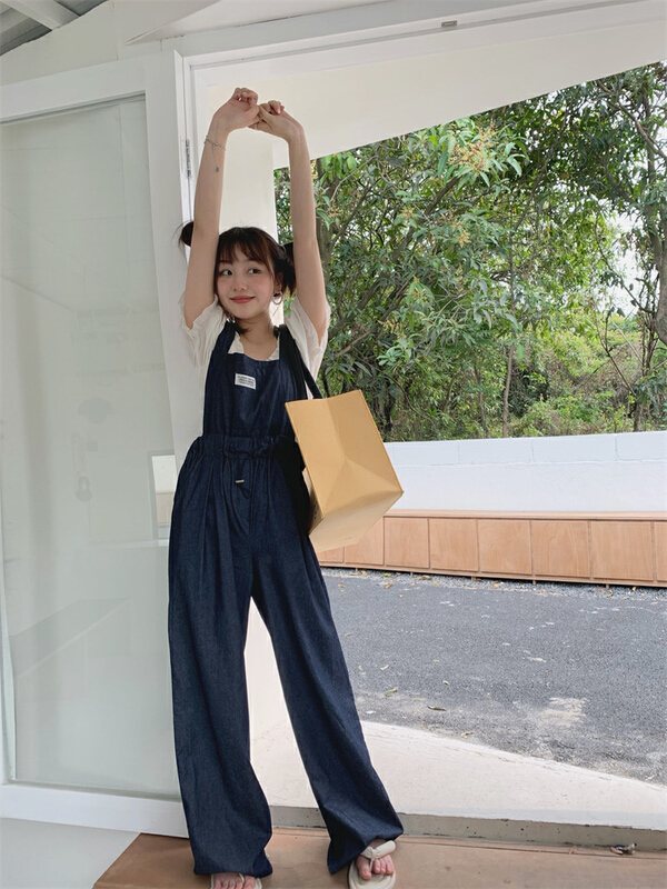 goods in stock! New in early summer! [timely rain] Han Feng ins design felt cloth strap pants 32539# WPL