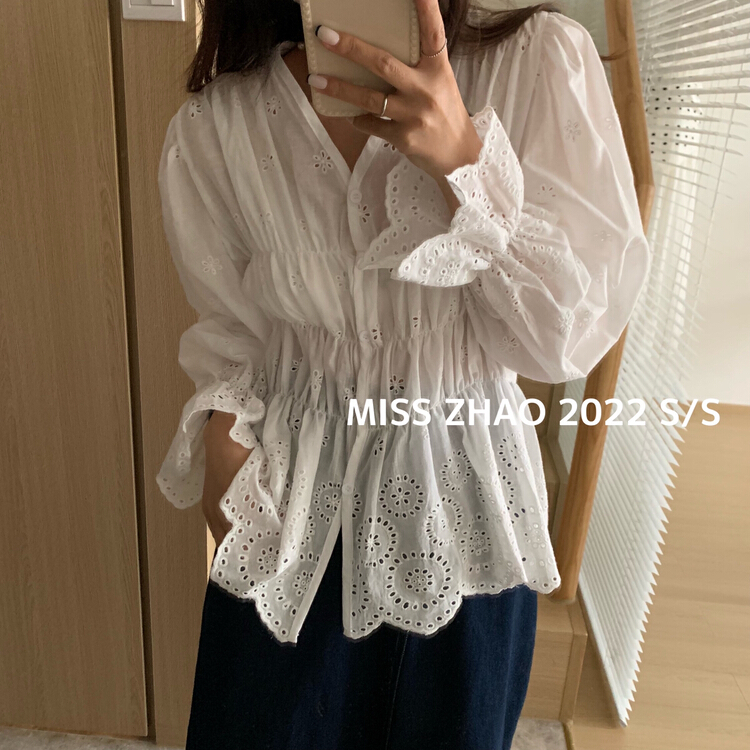 New year in early spring! [misszhao] V-neck versatile slim shirt 9206# HBx