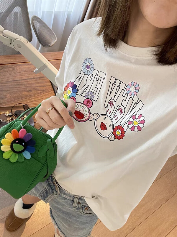 [natu] Korean round neck print short sleeve T-shirt 22947# hyy