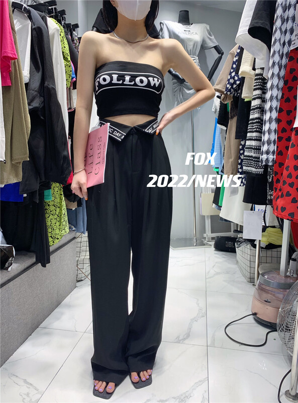 [fox] letter sleeveless versatile Strapless vest / sling 8750# WTT