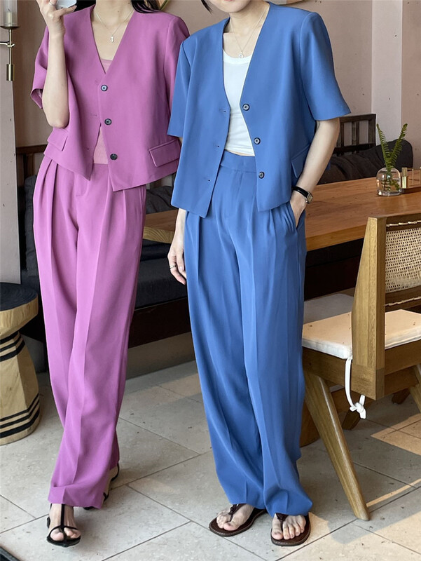 goods in stock! [clean space] simple casual straight slim trousers (only selling trousers) 31556# CLS