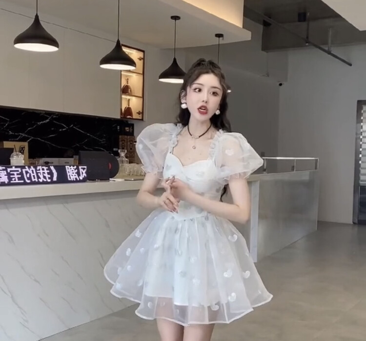 [see you] fashionable age reducing and thin heavy industry dress 3858# PCZ