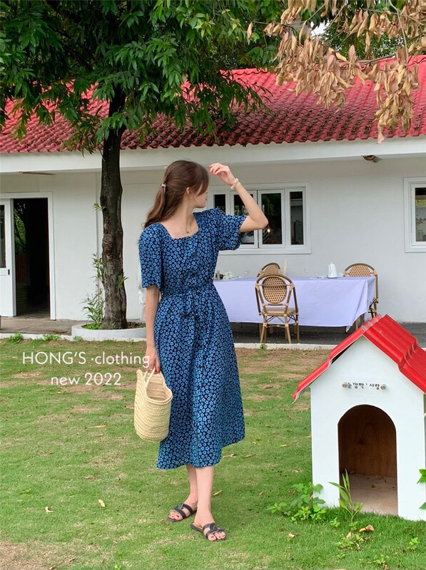 [Hong's] single breasted ladies' floral dress (with belt) 2713# ll
