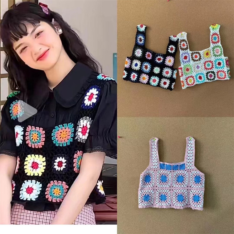 goods in stock! New in early summer! 【XXXX ECT.】 Small fresh sweet hollow knitted vest / suspender 029# CLS