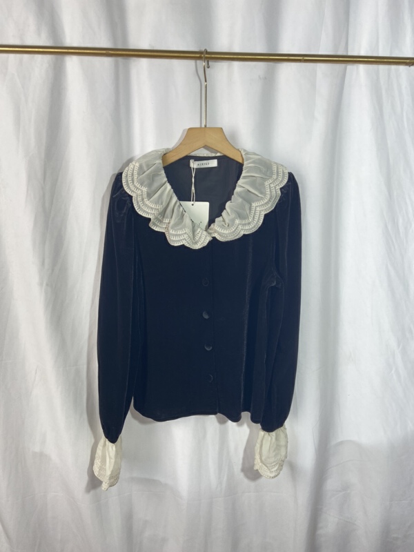 New in early summer! [Yi show shop] Ruffle stitching design Vintage blouse 1099# Cl