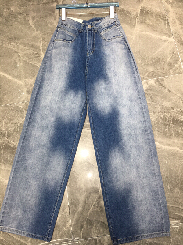 New in early summer! "Thousand degrees" advanced blue tie-dyed gradient wide leg jeans 2932# LSW
