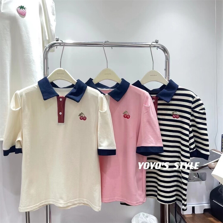 [yoyo's] niche design cherry Embroidery Shirt 8524# XYY