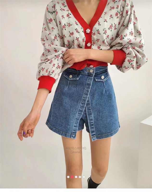 [clothes and jeans] Korean version of small women's high waist skirt 3961# hjy