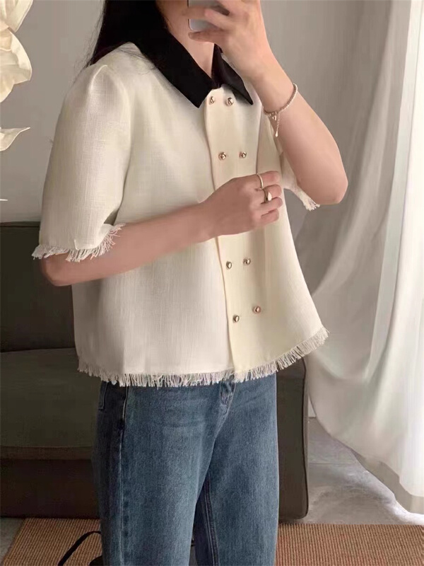 New in early summer! [malt] small fragrance color matching short shirt 3048# XYJ