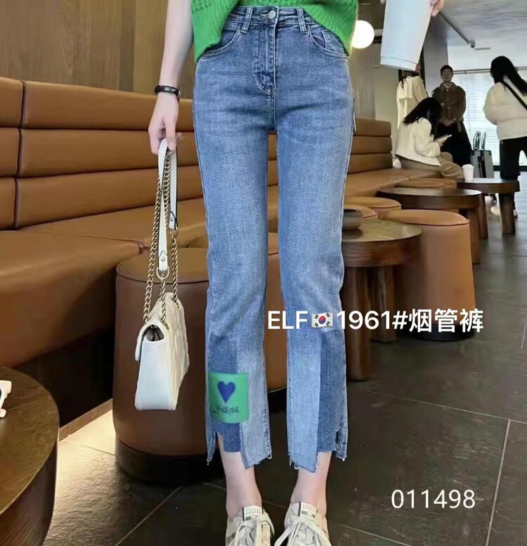 New in early summer! [x2 square] Korean color contrast LABEL JEANS 1961# ll