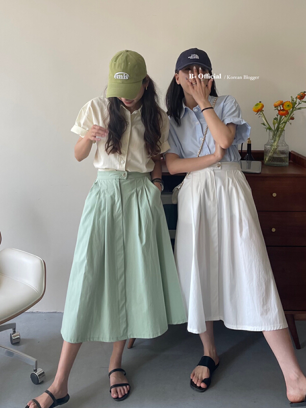 [B plus] elastic waist versatile casual skirt 22-9172-2# HBx