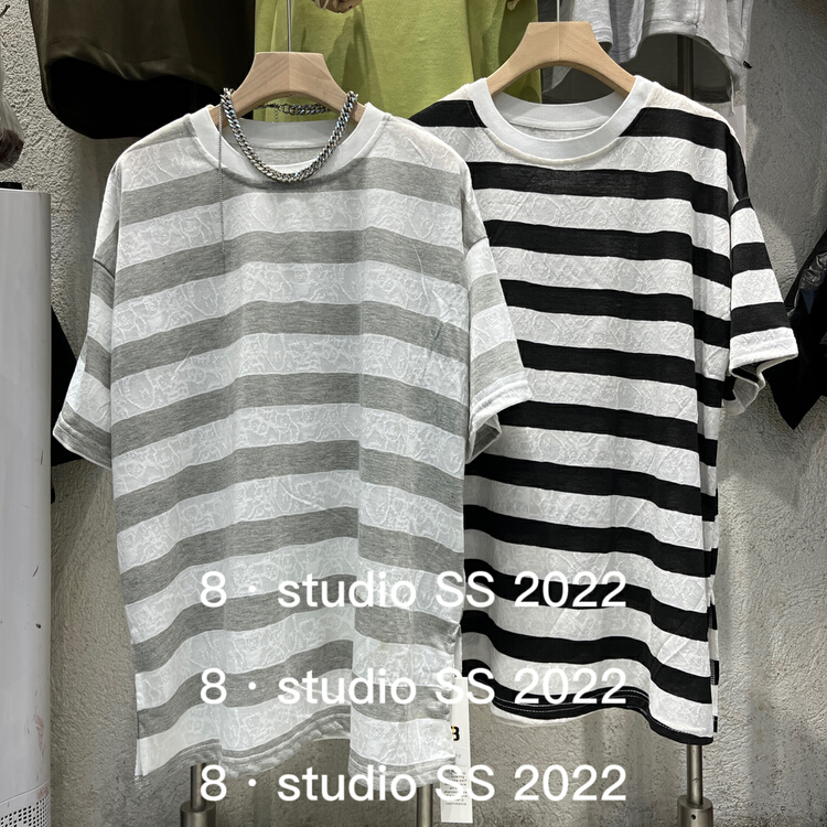 【8】 Jacquard side split crew neck short sleeve T-shirt 9902# XYY