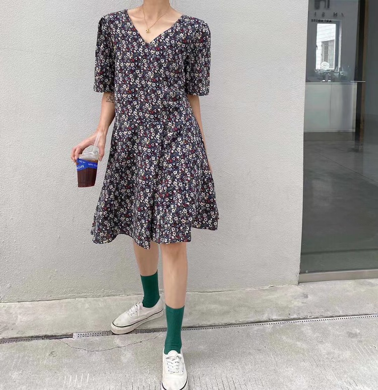goods in stock! New in early summer! [one seven] floral V-neck gentle dress ops1508# LSL