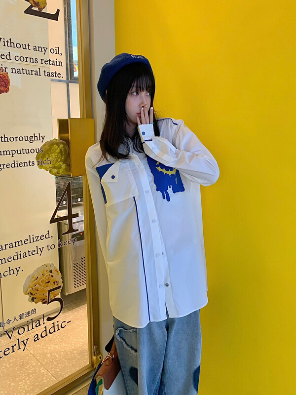 [Nancy] design funny face color matching shirt q6161# WPL