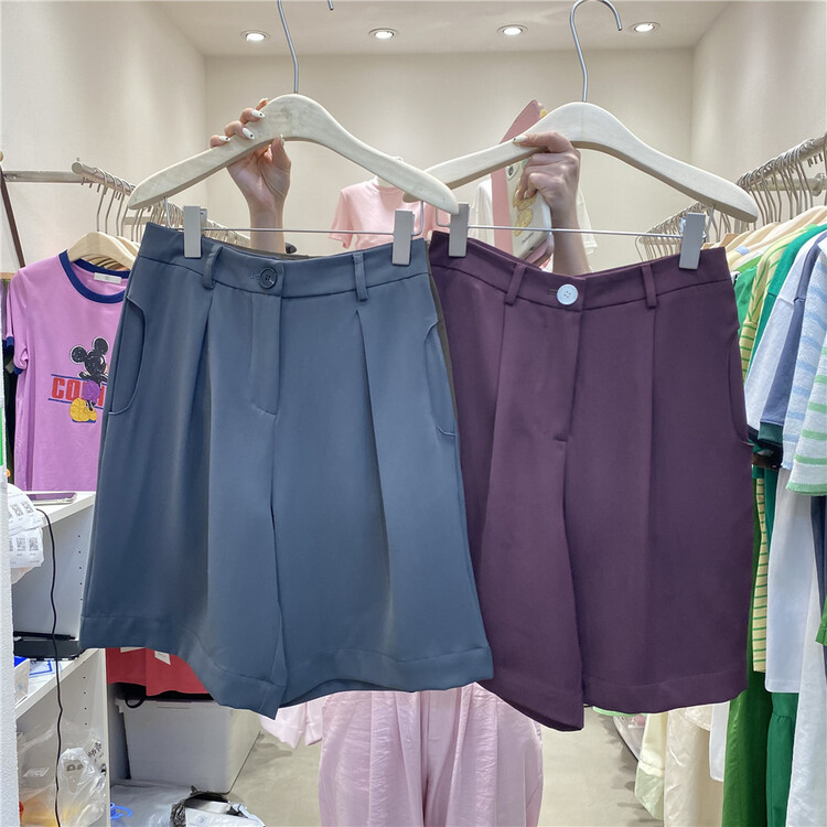 【E】 Korean versatile pure color casual shorts 18095# XYY