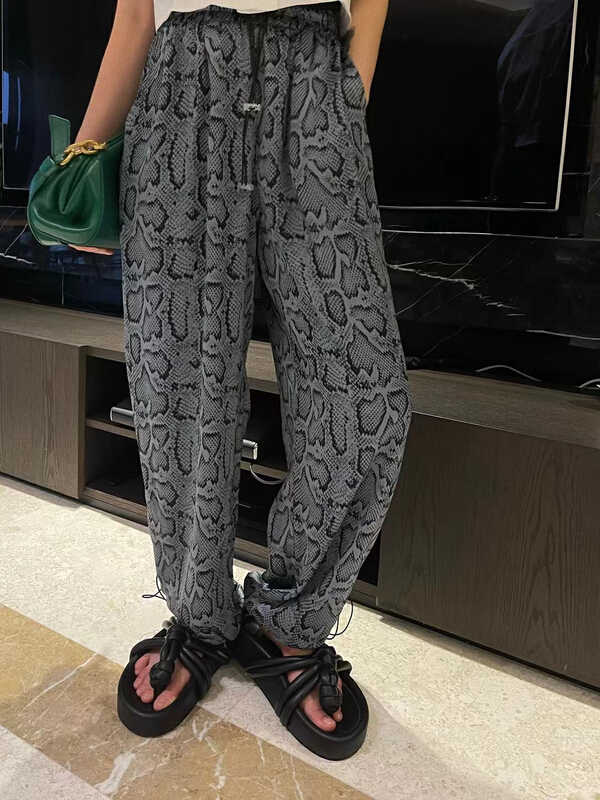 [jvv sister] elastic waist snake skin casual pants 82263# zxl