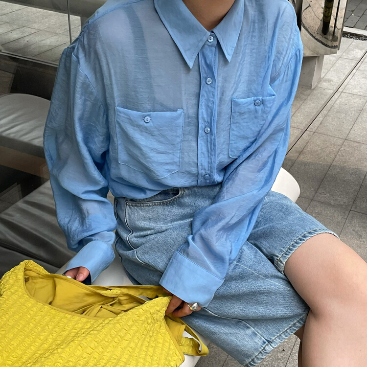 [trust me] Korean style net comfortable versatile shirt 68833# ozq