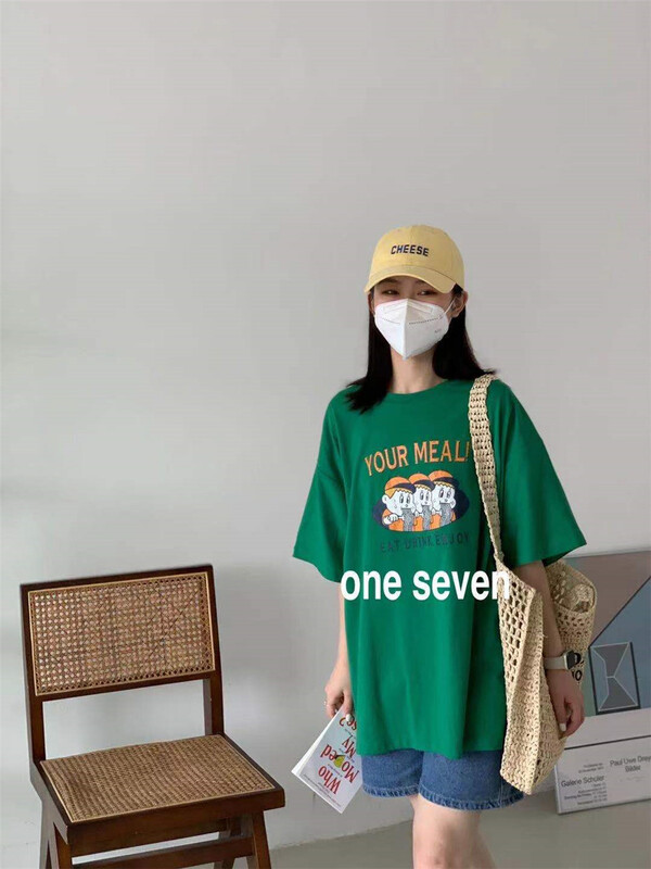 初夏上新!【ONE SEVEN】圓領寬鬆印花短袖T恤  5015#  XYY
