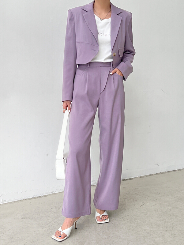 [context sense] wide leg trousers with curved placket tts1379# CLS