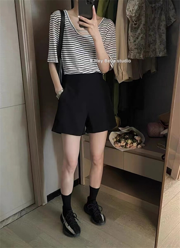 [hey Bella] stripe V-neck comfortable shirt ys1-1530# ll