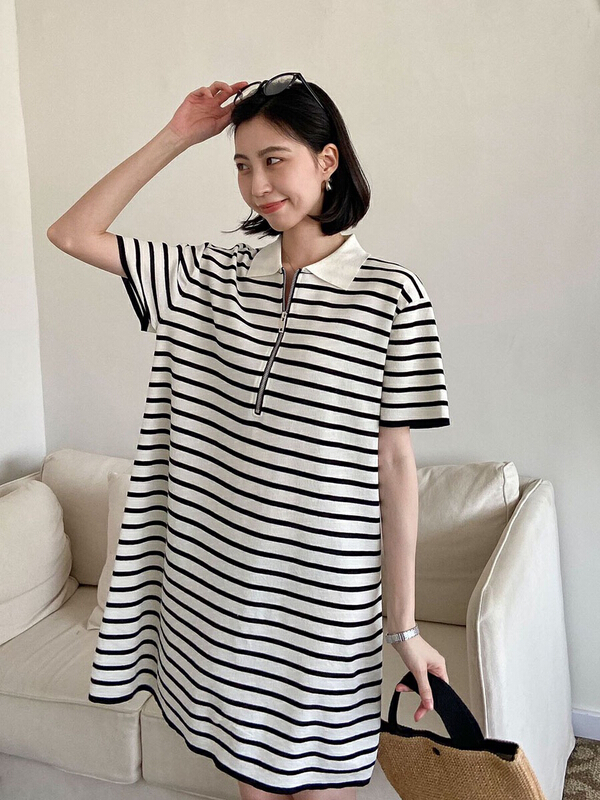 [September] loose and versatile polo collar dress 1109# ozq