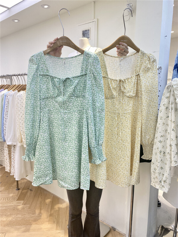 New year in early spring! [Lulu grace] lady temperament square neck floral dress 6186# ZSY
