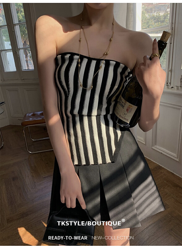 [section of me] Korean fashion foreign striped vest 5506# ozq