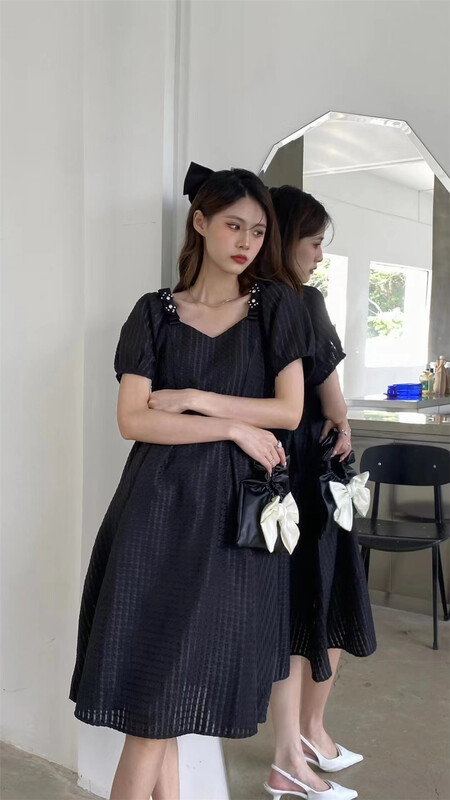 [ejobas] French style square neck temperament waist dress a9188# zxx