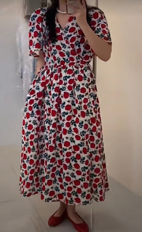 [the most] Korean Vintage Floral V-neck dress 8875# HBx