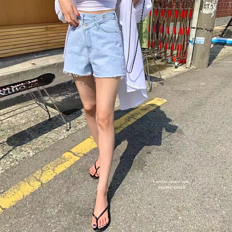 [x2 Fansi feather] high waist light color versatile denim shorts 10035# WTT