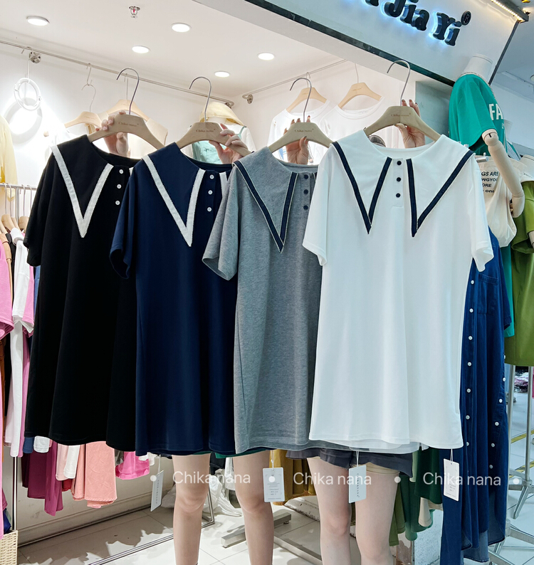 [Yi Jia Yi] Korean version college style Navy collar loose and thin temperament small dress 1140# cqw