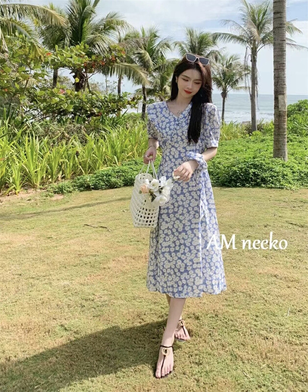 早春上新!【NEEKO】韓系顯瘦碎花連衣裙  3379#  JJ