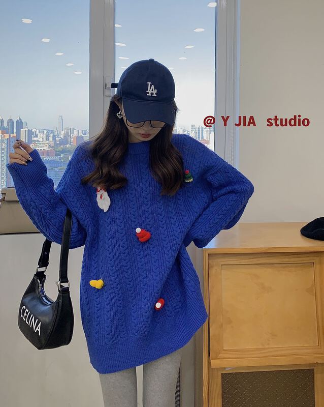 現貨!【Y.JIA 伊嘉】簡約麻花慵懶聖誕立體保暖毛衣  1553#  PCZ