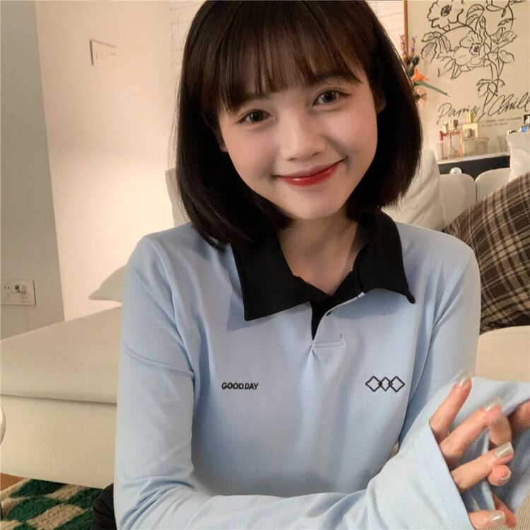 New year in early spring! [free Valley] polo collar contrast short shirt 4658# LSW