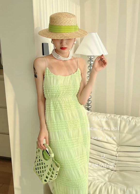 New in early summer! [tabmini] temperament fashion suspender dress x19368-a# WPL