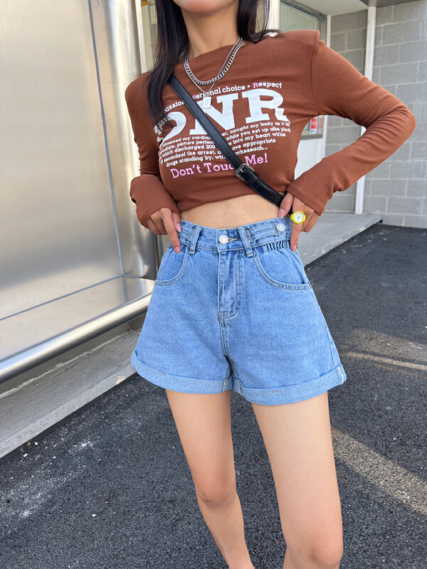 New in early summer! [Mi & Co Wu] high waist versatile thin denim shorts c1283# hjy