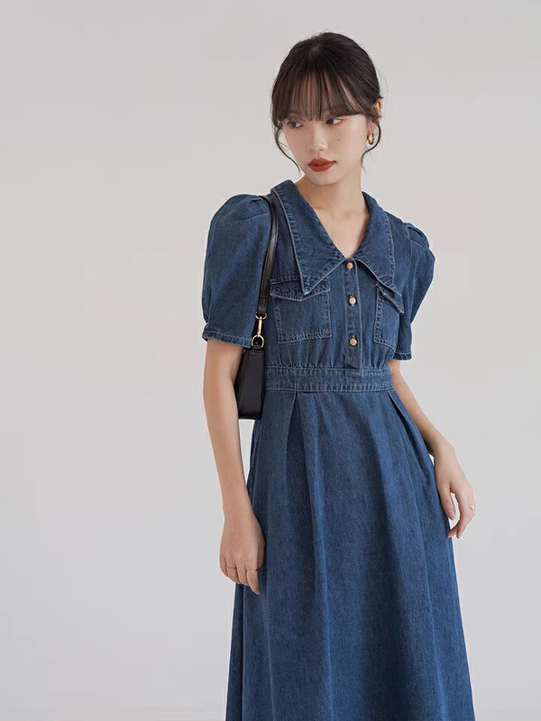 [Kiki studio] Korean casual simple fashion denim dress 5798# hjy