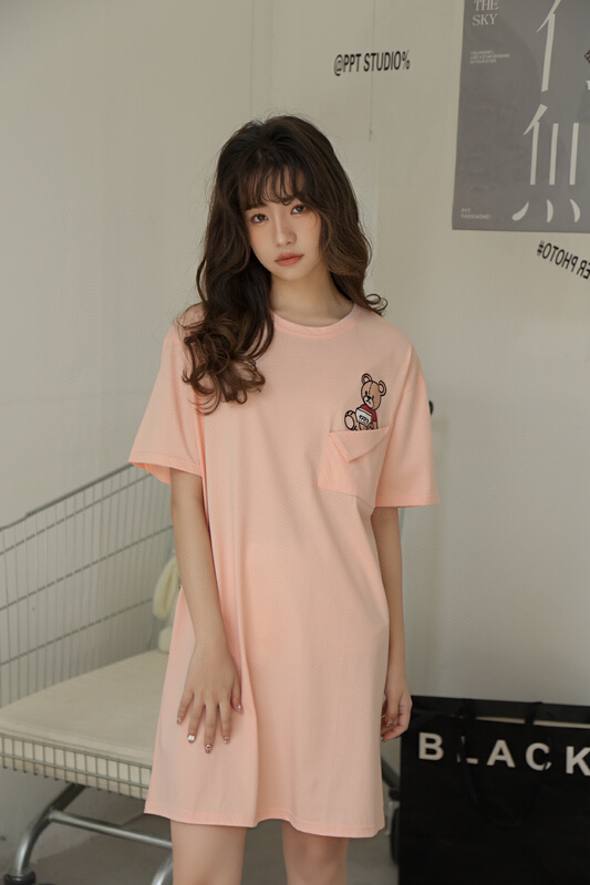 [CXU] summer short sleeve cartoon printed round neck dress 9226# ZZL