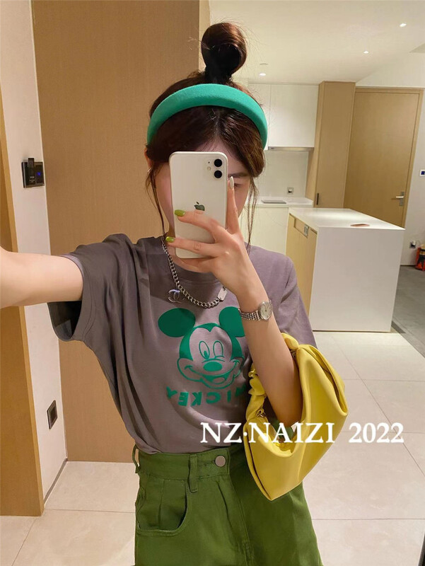 [Naizi] Korean Mickey print short sleeve T-shirt 8071# ozq