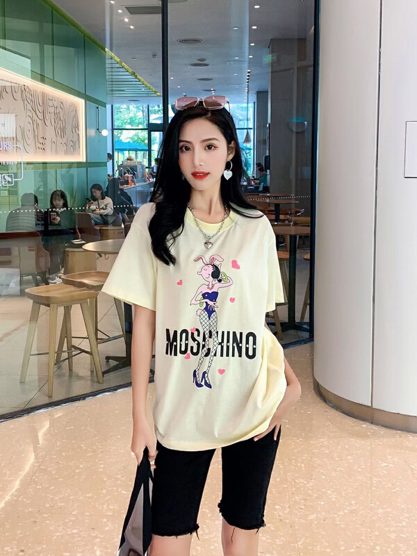 [Nancy] MOSCHINO Nail Drill Technology versatile short sleeve T-shirt bs8977# WPL
