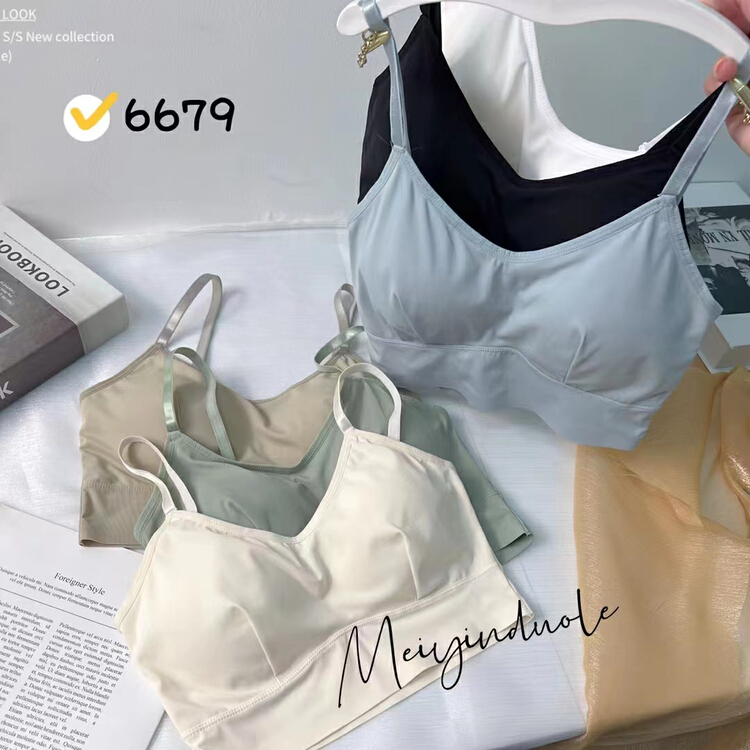 [Yaya] simple and versatile ice silk fixed cup beautiful back underwear 6679# CCL